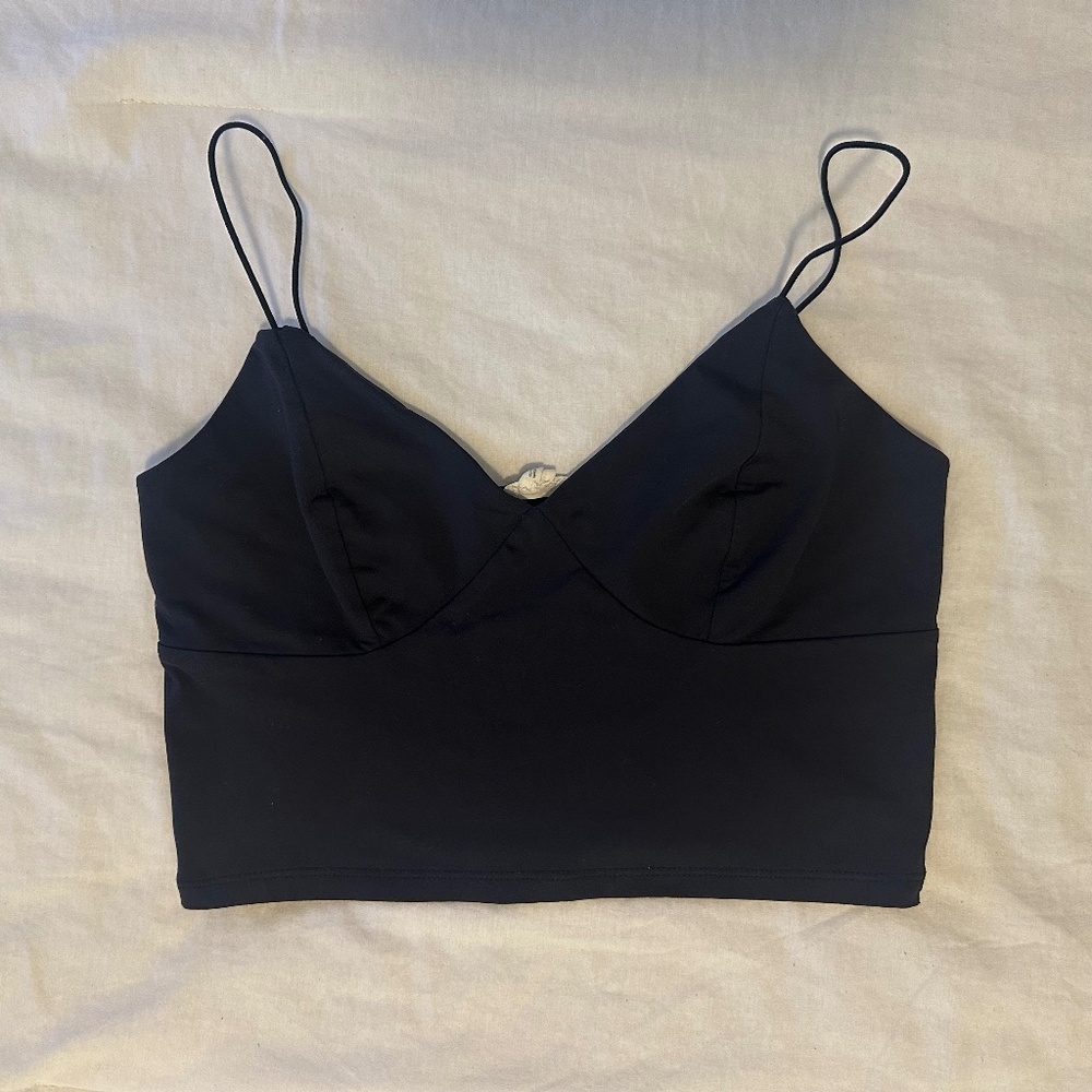 Black V Neck Speghetti Strap Tank Top